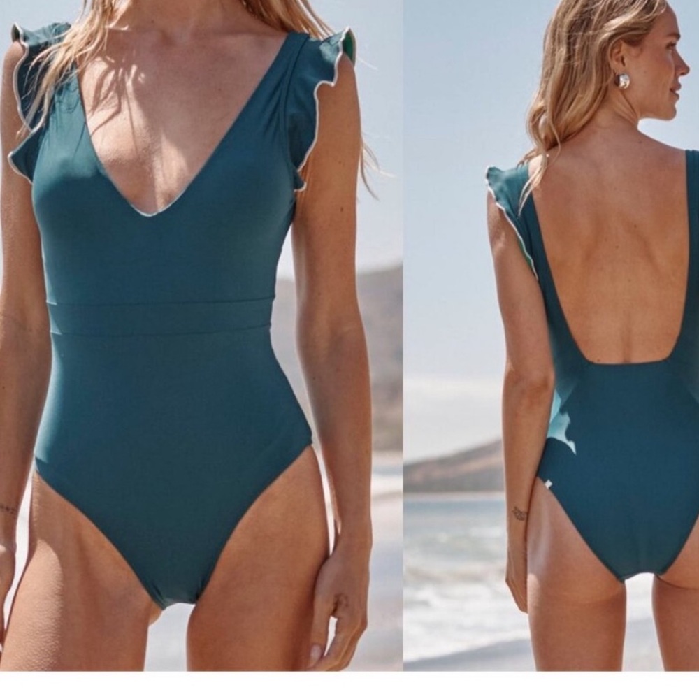 NWT Summersault Teal Backflip Ruffle Swimsuit